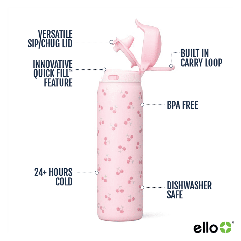 H e l l o ☻ˎˊ Ello Flip & Fill 22oz Insulated Stainless Steel Water Bottle with