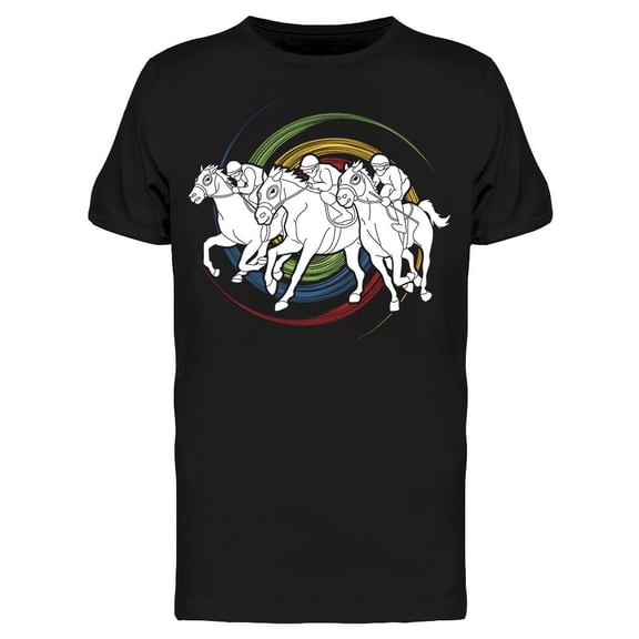 Horse Racing Colorful Swirl T-Shirt Men -Image by Shutterstock, Male Medium