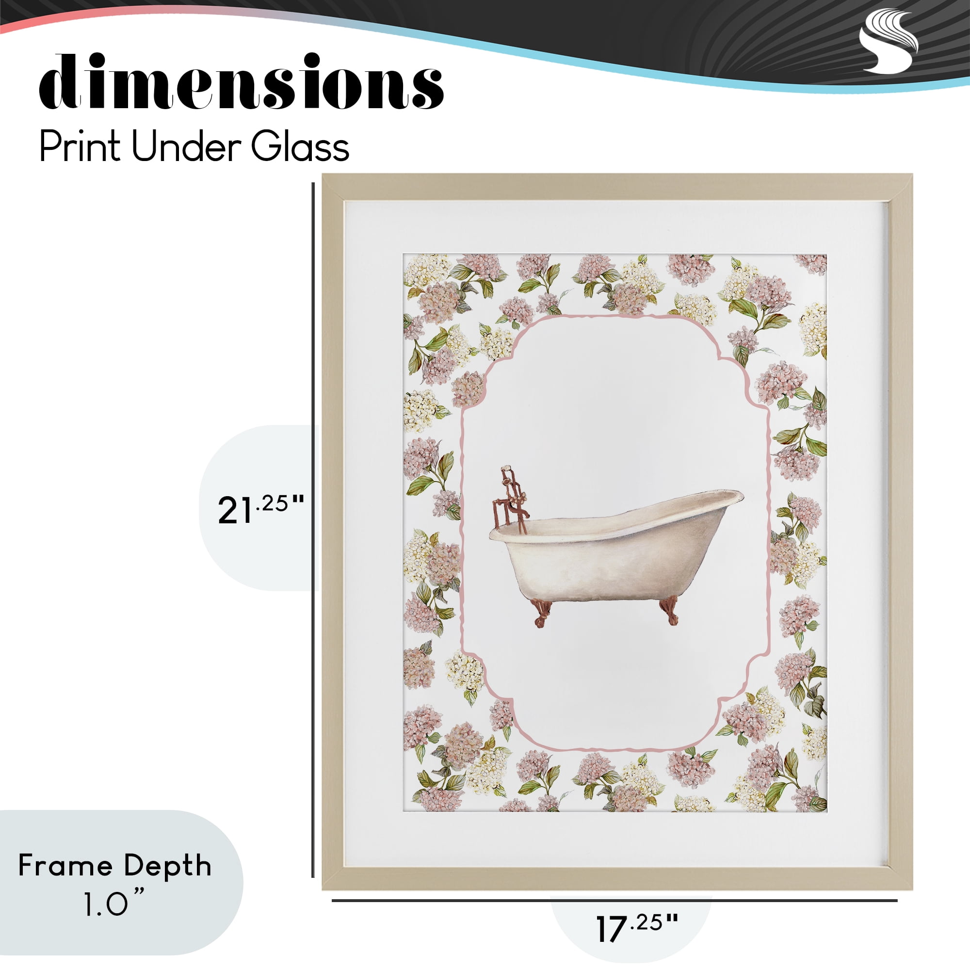 Stupell Industries Elegant Hydrangeas Bathtub Birch Framed Print Under Glass, design by Carol Robinson
