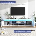 thumbnail image 4 of LED TV Stand for up to 85" TVs with Charnging Station, 73" Large Entertainment Center Console Table Gaming Soundbar Shelf with 2 Storage Cabinets, Marble White, 4 of 8
