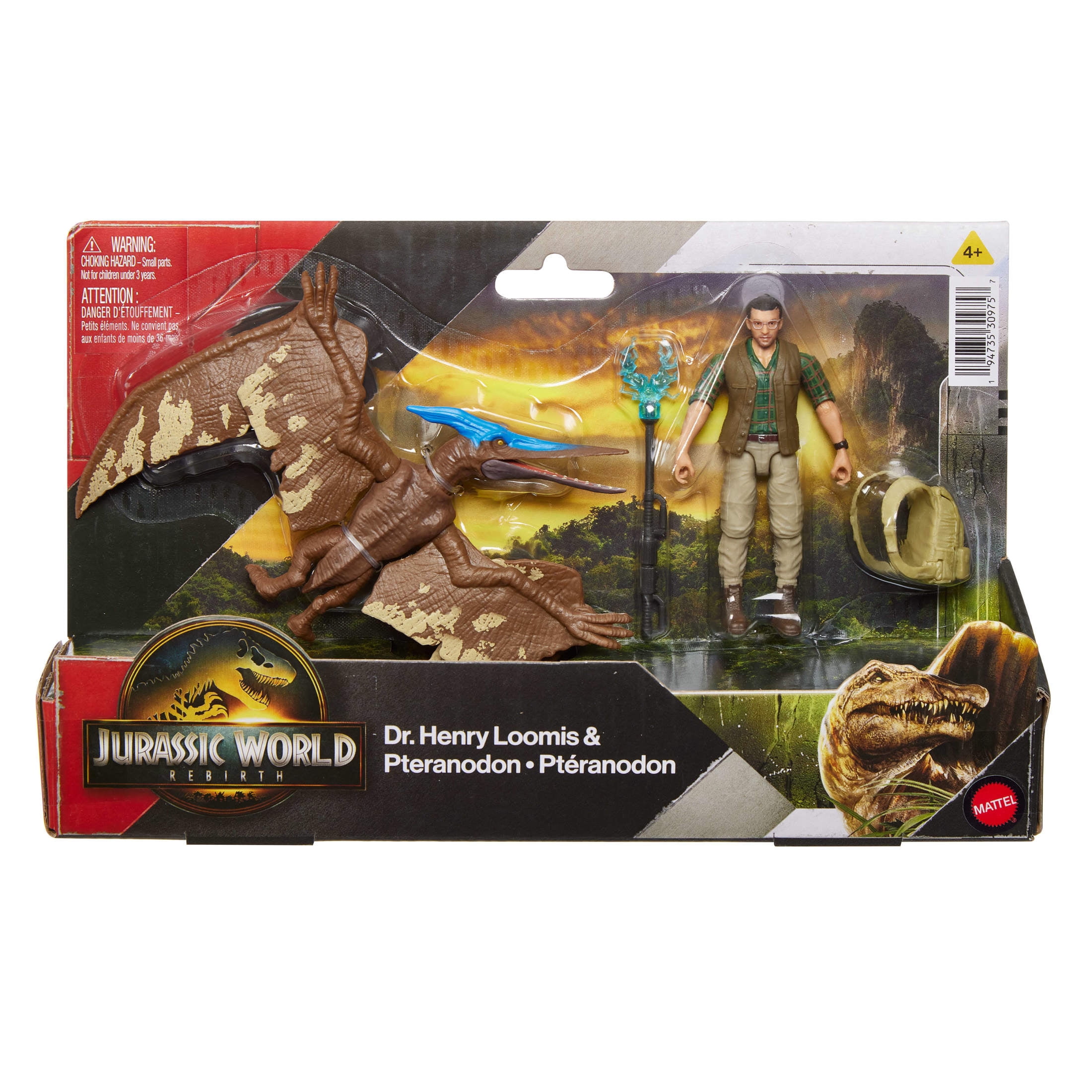 Jurassic World Rebirth Dr. Loomis & Pteranodon Figures Pack, Movie Accurate 3.75-inch Scale