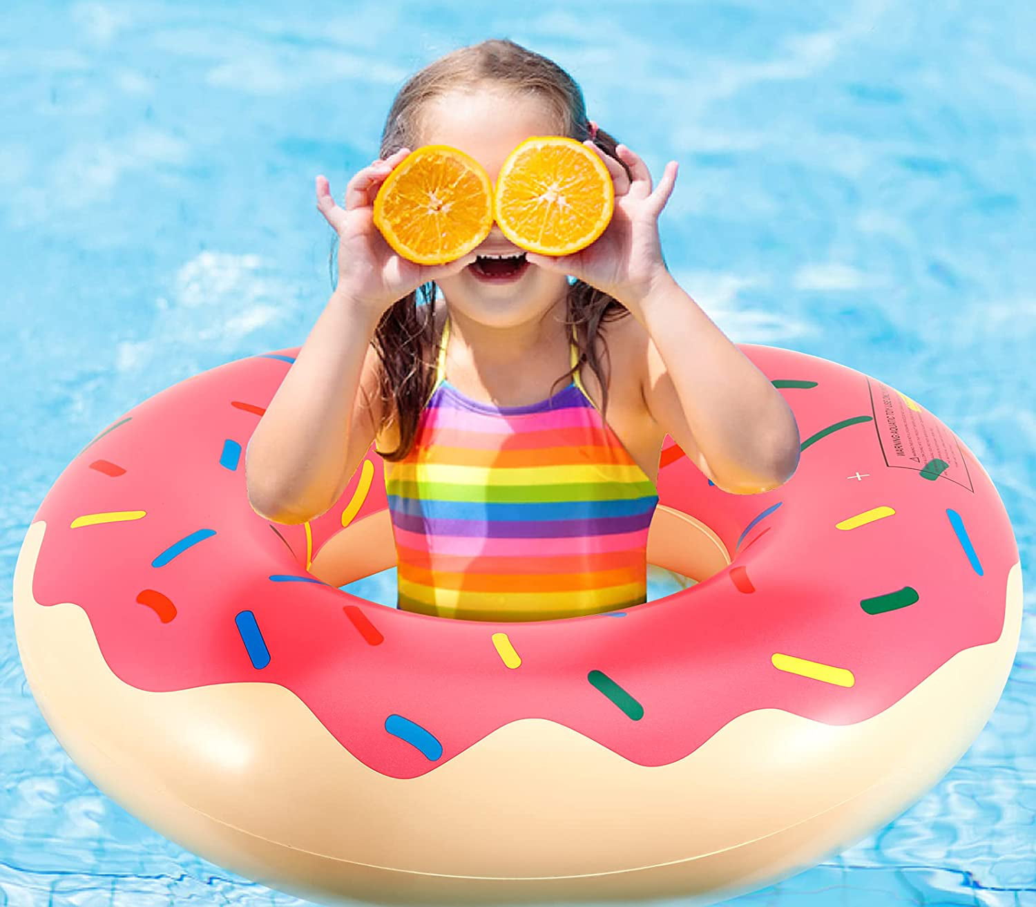 Pool Float Ring Toys with Raft Lounger Swim Rings for Kids and Adults 3 Pcs Inflatable Fruit Pool Floats for Kids,Swimming Rings for Kids Pool Tubes Toys 
