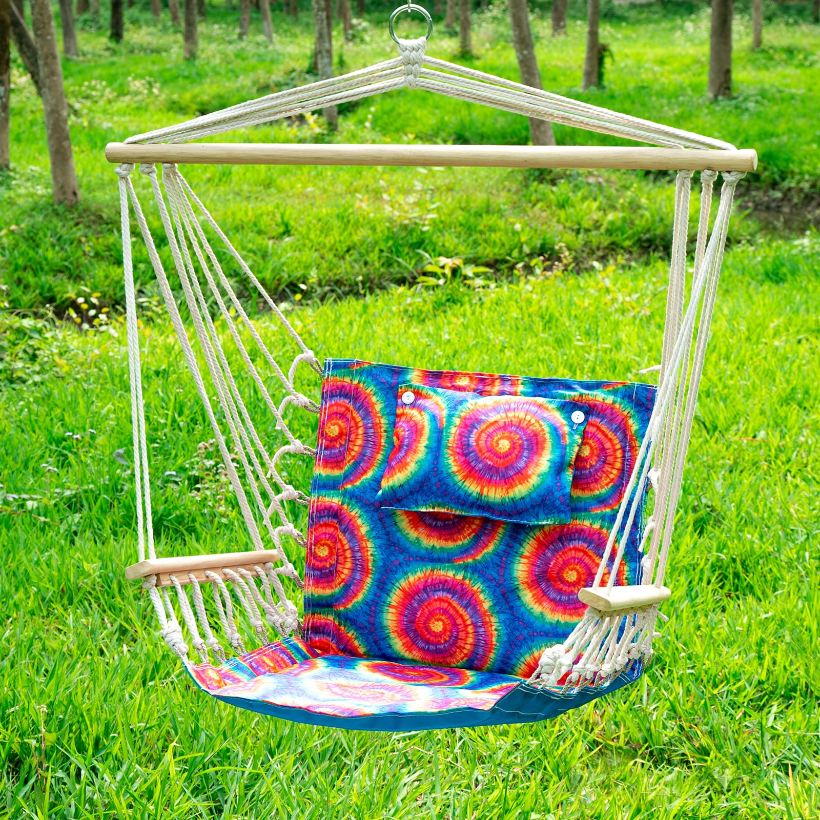 Hanging chair with Pillow & Arms-TieDye