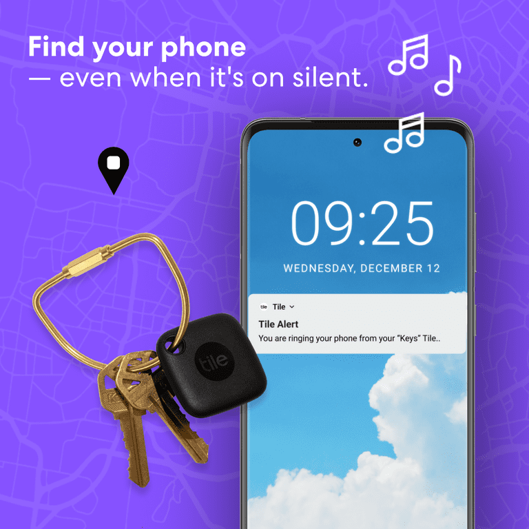 Tile Mate (2022) - 1 Pack - Black - Bluetooth Tracker, Keys