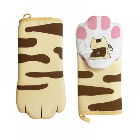 

[BRAND Promotion!]Oven Mitts Kitten Quilted Cotton Lining- Cat Paw Design Heat Resistant Pot Holder Gloves for Grilling & Baking Gloves BBQ Microwave 1pc