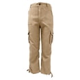 thumbnail image 4 of BRELIL Women's High Waisted Straight Leg Cargo Pants with Pockets Casual Loose Fit Solid Long Trousers Baggy Streetwear Y2K Pants, Khaki XS, 4 of 6