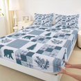 thumbnail image 3 of jejeloiu Jungle Animals Bear Full Size Sheets,Blue Pine Tree Bed Sheets For Boys Kids 4pcs, 3 of 7