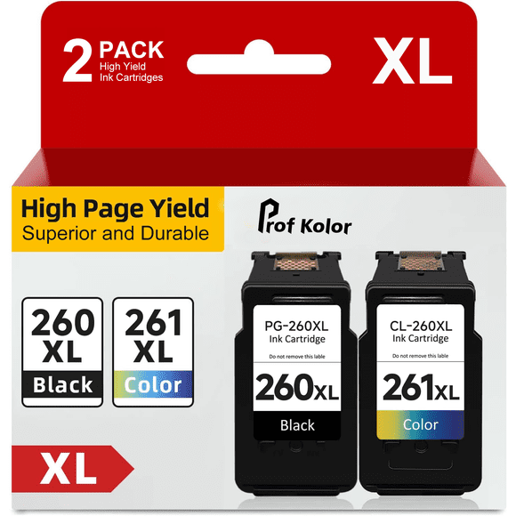 260XL 261XL Ink Cartridge for Canon Ink 260 261 | PG-260XL CL261XL for Canon Pixma TS5320 TS6420 TS6420A TR7020 TR7022 TR7022A (Black, Tri-Color, 2-pack)