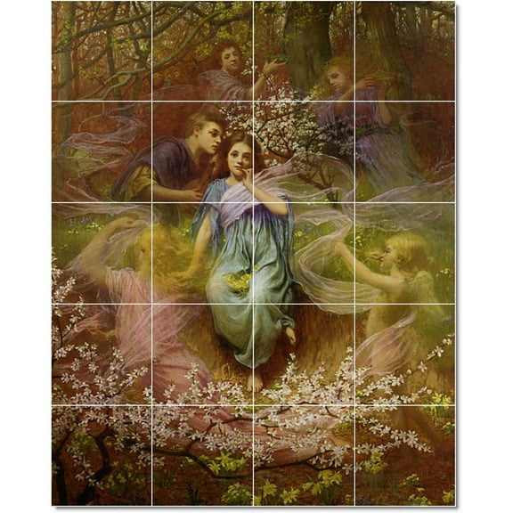 Ceramic Tile Mural-William Cooper Mythology Tile Mural Floor Remodel Decor. 17" w x 21.25" h using (20) 4.25 x 4.25 ceramic tiles