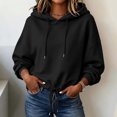 thumbnail image 4 of HAiming Womens Hoodies Long Sleeve Drawstring Solid Color Casual Trendy Sweatshirts Fall Winter Going out Blouses, 4 of 6