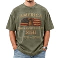 thumbnail image 2 of 250th Anniversary National Flag Print Men Shirts, Casual CrewNeck Short Sleeves Men Shirts Liberty Bell Patriotic T-Shirt, 250 Years Usa Birthday Graphic Tees Mens Tops Army Green L, 2 of 5