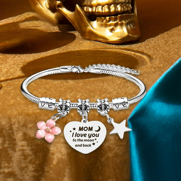 Bracciale Mamma In Acciaio Inossidabile Con Ciondolo | Regalo Per La Mamma | Compleanno, Festa Della Mamma, Natale | Gioiello Donna
