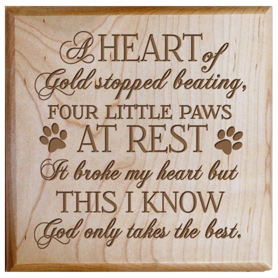 LifeSong Milestones "A Heart of Gold Stopped Beating" Engraved Pet Keepsake Cremation Urn (Maple)