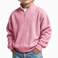 thumbnail image 2 of DJDLJWCJ Boys Zip Up Sweatshirts Stand Collar Long Sleeve Solid Color Sweatshirt Comforty Lightweight Full Zipper Jacket Pink Size 9, 2 of 9