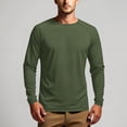 thumbnail image 5 of Stamzod Rash Guard for Men Crew Neck Long Sleeve Sun Shirt Casual Athletic Fishing T-Shirts Army Green S, 5 of 9