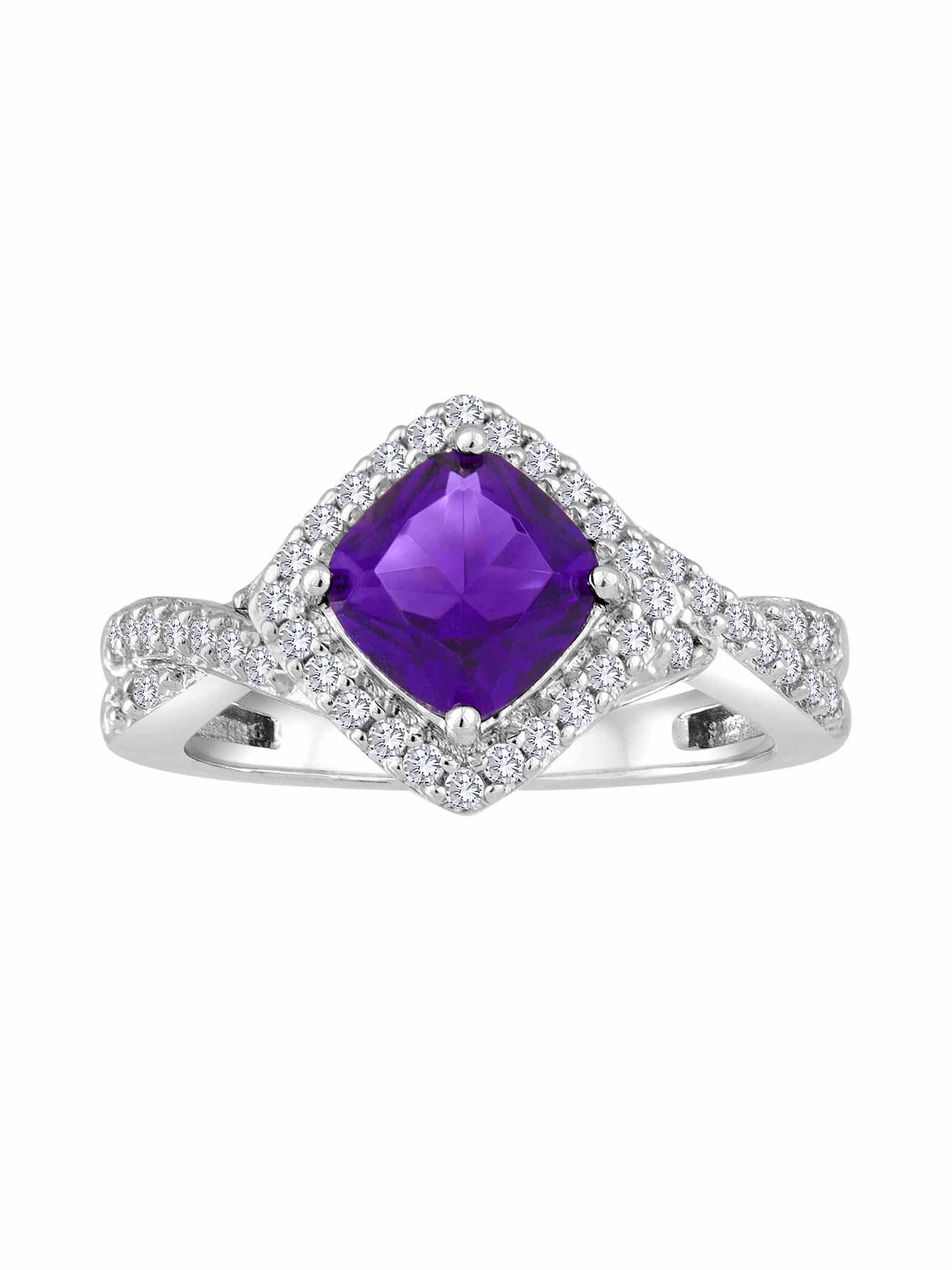 Believe by Brilliance Lab-Created Amethyst and CZ Fine Silver-Plated Brass Boxed Set