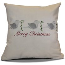 Simply Daisy 16" x 16" Merry Christmas Birds Word Print Pillow