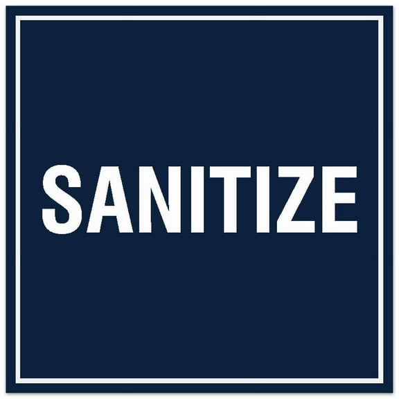 Signs ByLITA Square Sanitize Sign - Easy Installation | Durable Material (Navy Blue / White) - Large