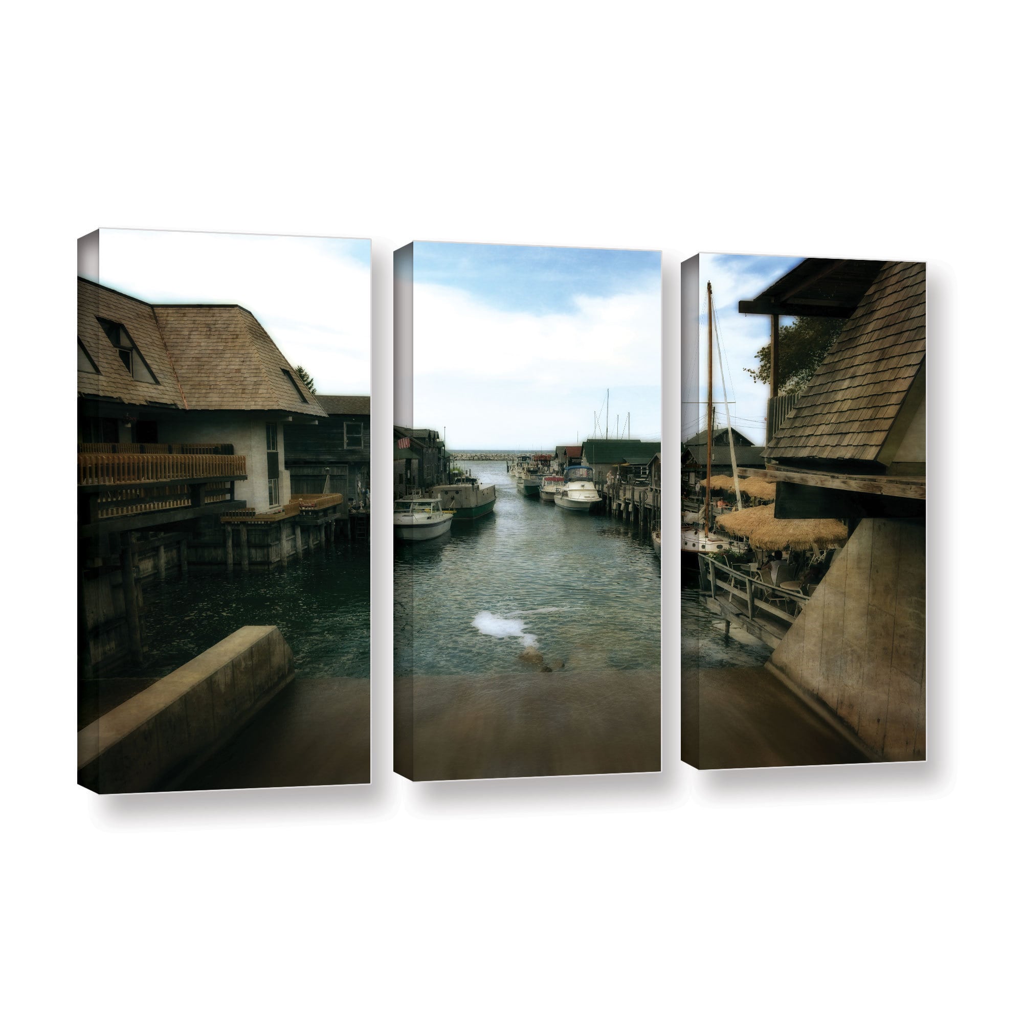 ArtWall Kevin Calkins "Fishtown" 3-Piece Gallery-Wrapped Canvas Set