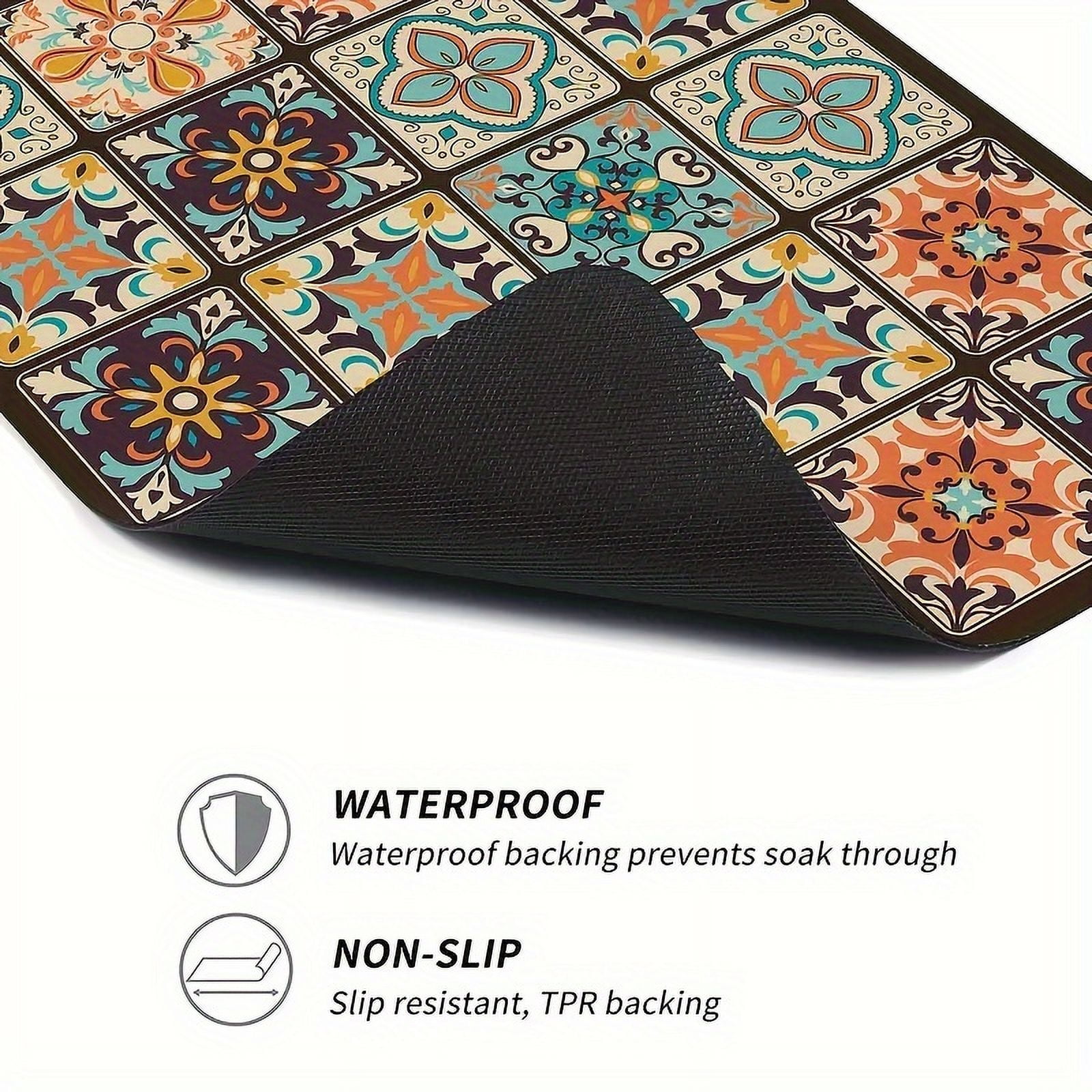 Vintage Mosaic Washing Machine Cover, Waterproof and Durable Diatomaceous Earth Material, 23.62" x 19.69", Ideal for Kitchen or Laundry Room, Perfect