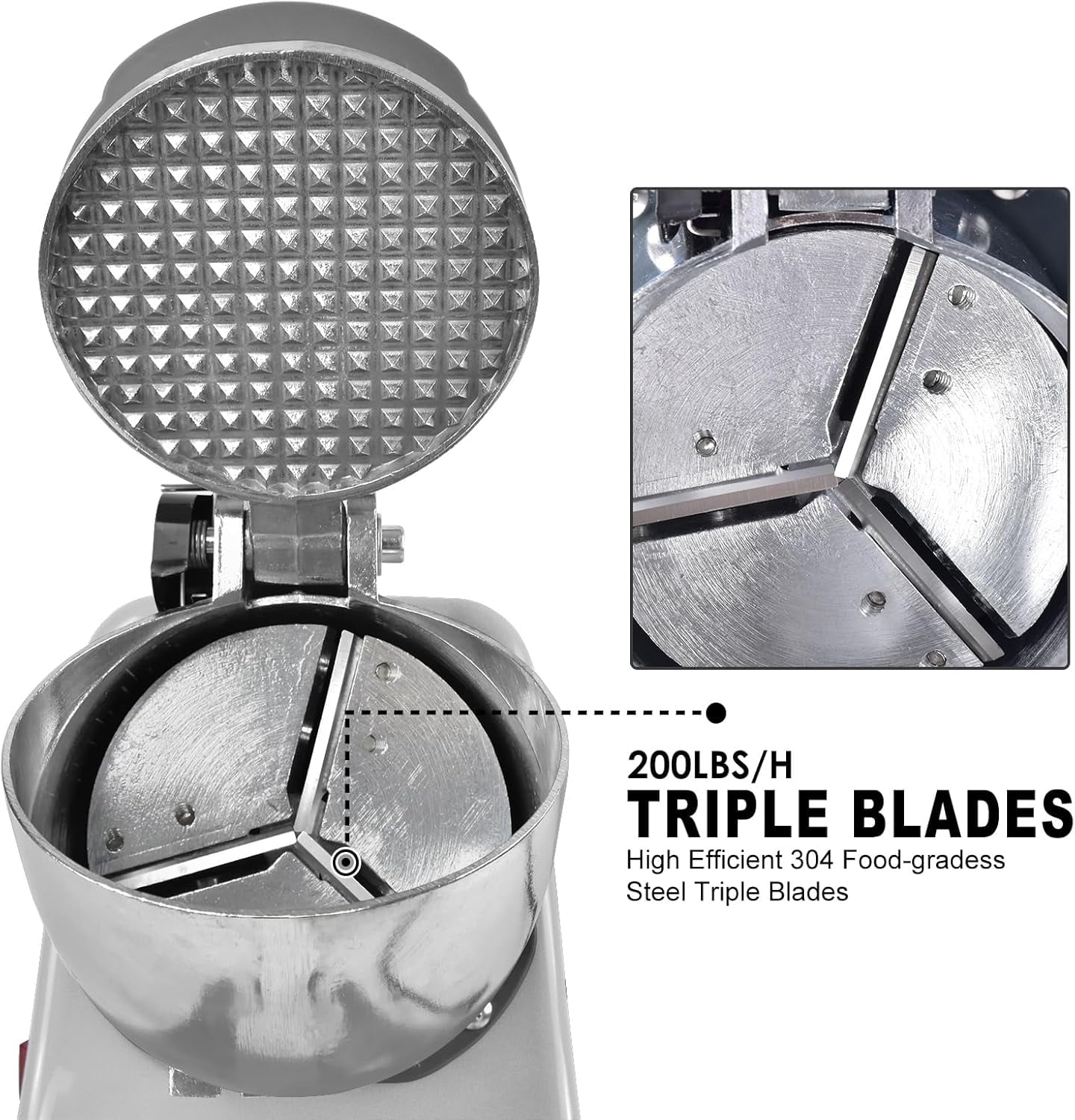 Electric Shaved Ice  with 3 Blades, 300W Snow Cone Maker for Home and Commercial Use