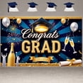 thumbnail image 3 of Gold Glitter Congrats Grad Banner Dark Blue Graduation Backdrop 3D Lettering Red Ribbon 2026 Grad Display for Graduation Parties High School Graduations College Graduations, 3 of 5