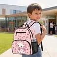 thumbnail image 4 of HUIACONG 13.5 Inch Pink Strawberry Axolotl Kids School Backpack Lightweight Water Resistant Bookbag with Adjustable Breathable Padded Straps Multi Pockets for Girls Aged 3-10 School Travel Use, 4 of 7