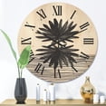 thumbnail image 2 of Designart 'Black and White Striped Under Tropical Leaf II' Modern Wood Wall Clock, 2 of 5