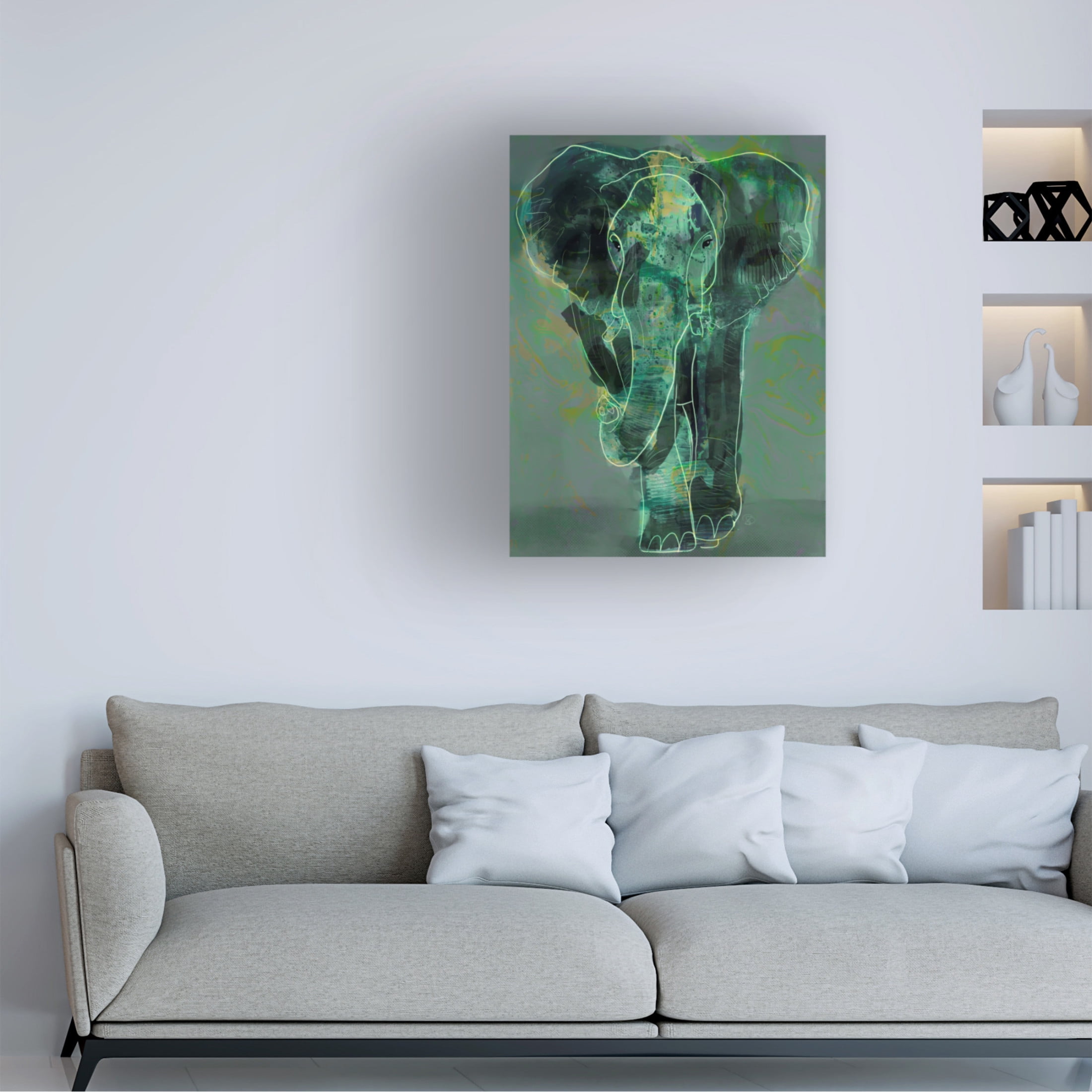 Trademark Fine Art Ruth Day Teal Elephant Canvas Wall Art