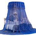thumbnail image 5 of Toldo de cama de princesa para niñas, cortina de dosel de cama, cortina de cama de cúpula de malla transparente de doble capa, tienda de mosquitera de princesa de encaje redondo (azul), 5 of 5