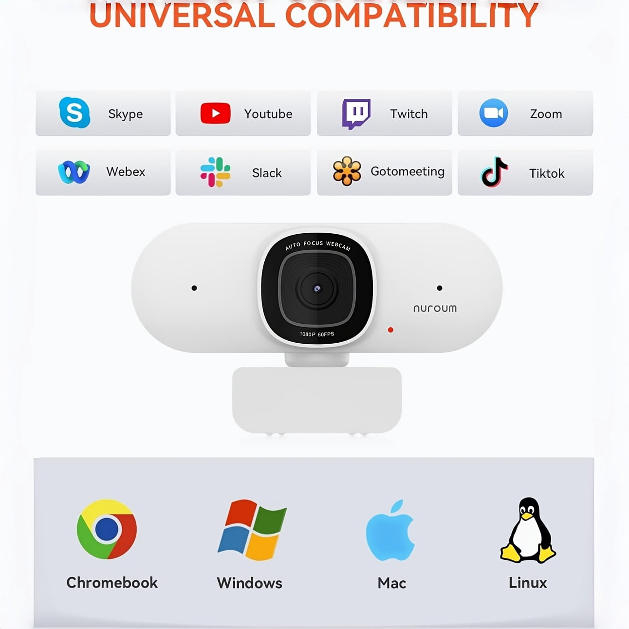 V15-AF 1080P Webcam with Privacy Shutter, Dual Mics, Wide Angle Lens & 360 Stand for Video Conferencing, Streaming and Online Class