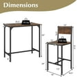 thumbnail image 3 of Costway 3 PCS Bar Table Set Pub Dining Table & 2 Bar Stools with Backrest & Footrest Brown, 3 of 10