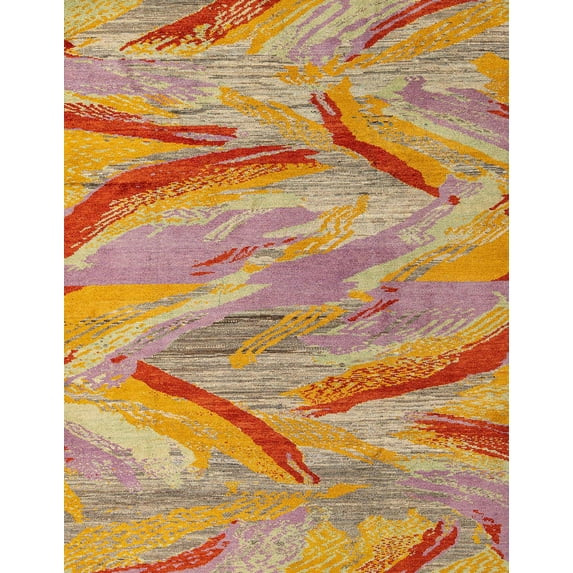 Ahgly Company Machine Washable Indoor Rectangle Abstract Orange Area Rugs, 2' x 3'