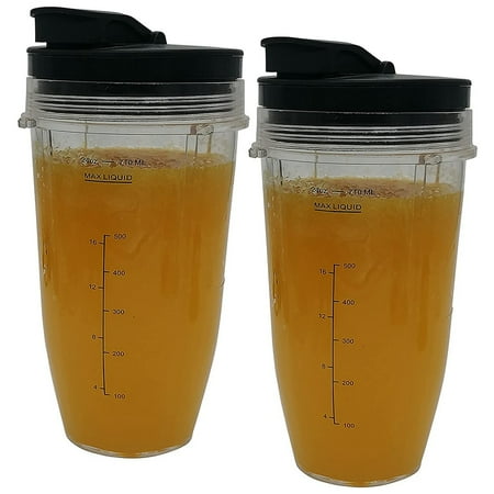 

2 Pack Replacement 24Oz Cup with Spout Lid Compatible for Nutri Ninja 900W 1000W Nutri Ninja Auto-IQ Blender