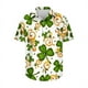 thumbnail image 4 of Camisas de playa hawaianas nuevas de verano para hombres y mujeres, camisa para parejas, camisa de manga corta con solapa estampada con trébol de cuatro hojas, camisas florales coloridas, 4 of 5