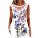thumbnail image 2 of ICHUANYI Clearance Women Fashion Summer Sexy Fold Printed Regular Lace Sleeveless V Neck Button Top(Purple, L) ICHUANYI WER2023080904904, 2 of 5