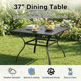 thumbnail image 3 of TLSUNNY 5 Pcs Outdoor Dining Table and Chair Set, Square Metal Table W/ Umbrella Hole & 4 Stackable Chairs, Outdoor Patio Furniture for Garden, 3 of 11