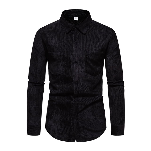 Fashnice Chemise Homme Col à Revers Chemise Boutonnée Coupe Régulière Tunique de Vacances Noire m