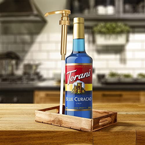 Torani Blue Curacao Syrup with Little Squirt Syrup Pump, 750ml 25.4 Ounces