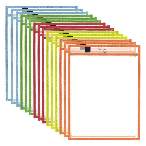 Dry Erase Pocket Reusable Sleeves, Plastic File Sleeves Page Protectors for Teachers Classroom Office Supplies,15PCS