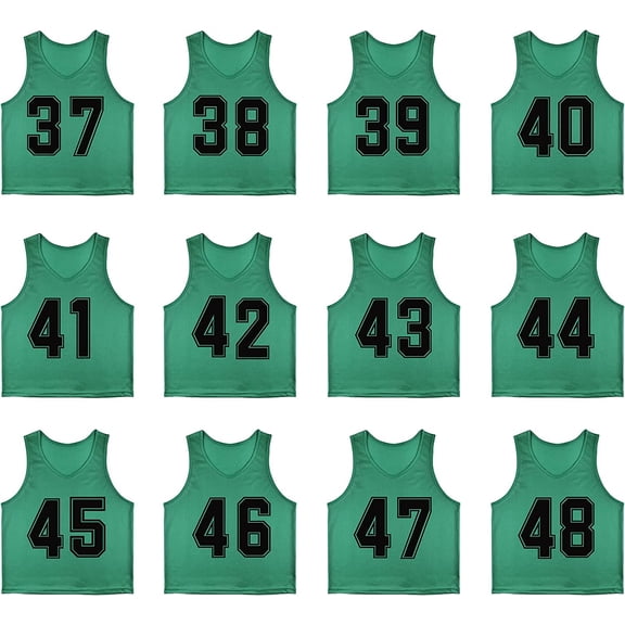 YOUI-GIFTS Set of 12 Numbered (13-24) Soccer Vests/Sport Pinnies/Training Bibs with Free Carry Bag