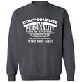 thumbnail image 2 of OXI Crewneck Sweatshirt - Don't Confuse My Personality,Basic Casual Sweatshirts for Men's and Women Fleece Sweatshirt Long Sleeve- Charcoal Small, 2 of 2