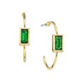 thumbnail image 2 of 1928 Jewelry 14K Gold Dipped Square Crystal Open Hoop Stainless Steel Post Earrings, 2 of 4