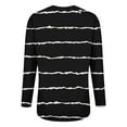 thumbnail image 5 of Women's Black White Striped Print Raglan Sleeve Round Neck Sweatshirt, Long Sleeve Soft Rayon Blend Pullover Top with Loose Fit for Fall Season, Casual Streetwear and Legging Pairing Outfits Black L, 5 of 8