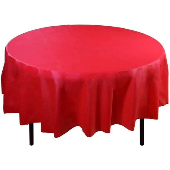 LAMINET Premium Disposable Tablecovers - SET OF 6 - RED - 84" Diameter