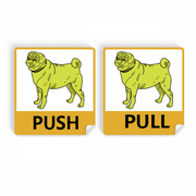 Yellow Cartoon Dog Illustration Pattern Push Pull Door Sign Vinyl Stickers Shop