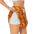 thumbnail image 1 of Balery Autumn Maple Leaf Pile Pantalones cortos deportivos para mujer con forro y dos bolsillos, elásticos, para entrenamiento, gimnasio, yoga-Large, 1 of 7