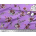 thumbnail image 3 of Soimoi Purple Cotton Duck Fabric Leaves & Faith Rose Floral Fabric Prints By Yard 44 Inch Wide, 3 of 3