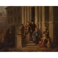 thumbnail image 2 of Henryk Pillati 14x12 Black Ornate Wood Framed Double Matted Museum Art Print Titled: In Front of the Church (1862), 2 of 5