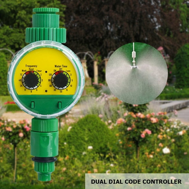 Temporizador de riego de jardín, temporizador de manguera de agua de Control de Dial doble para planta de flores de césped